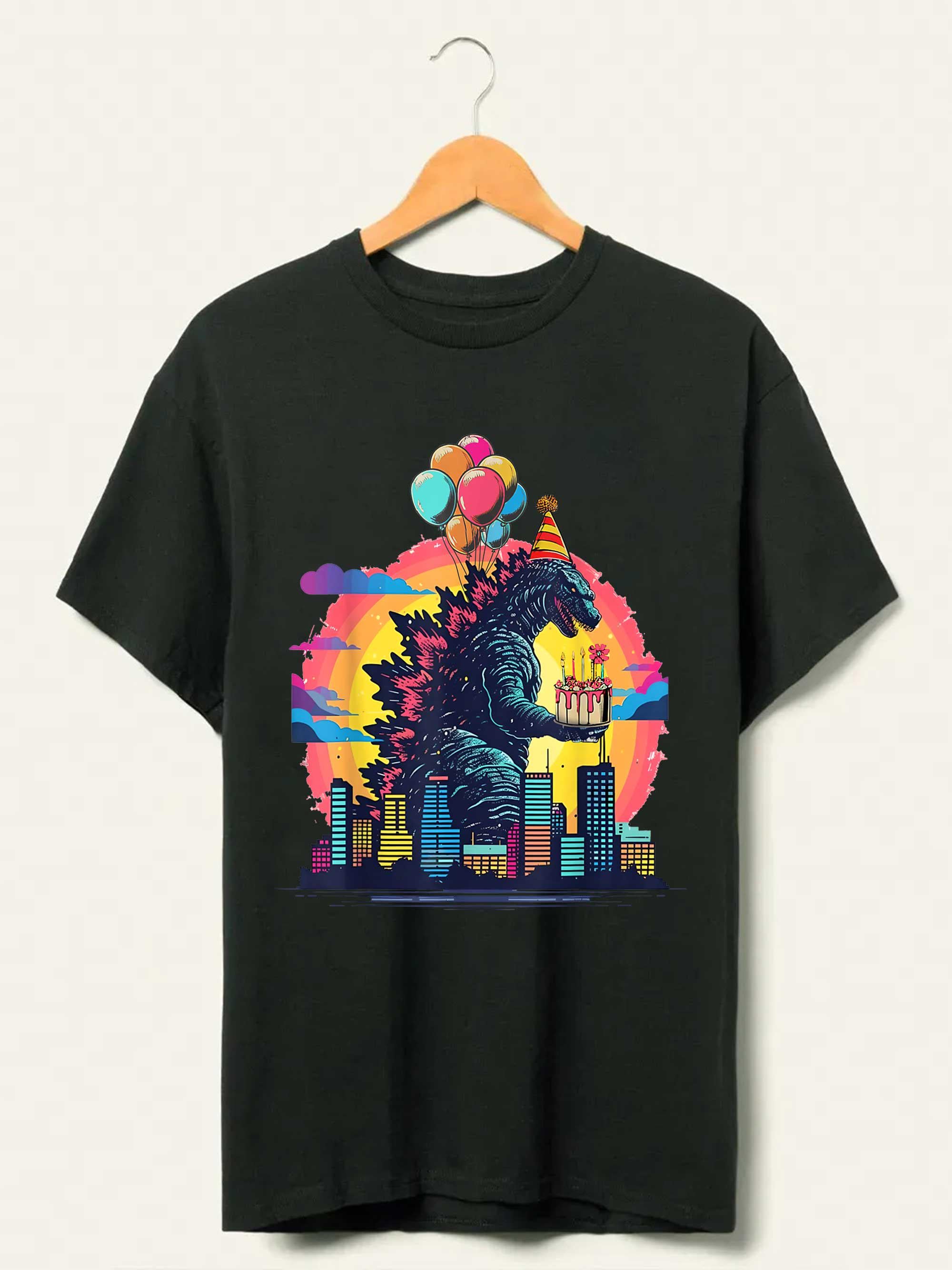 Retro Godzilla Birthday T-Shirt, Kaiju Monster Tee, Japanese Art Graphic Shirt, Funny Party Design, Gift Idea, Unisex Anniversary Shirt