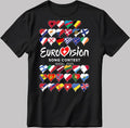 All Flag Eurovision Song Contest BASEL 2025 White-Black Men / Women T Shirt EU25