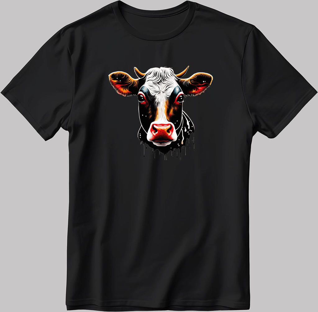Color Cow Face Short Sleeve White-Black Men's / Women's T Shirt P324