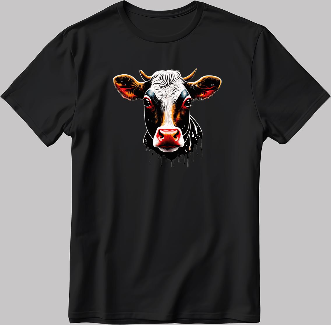 Color Cow Face Short Sleeve White-Black Men's / Women's T Shirt P324