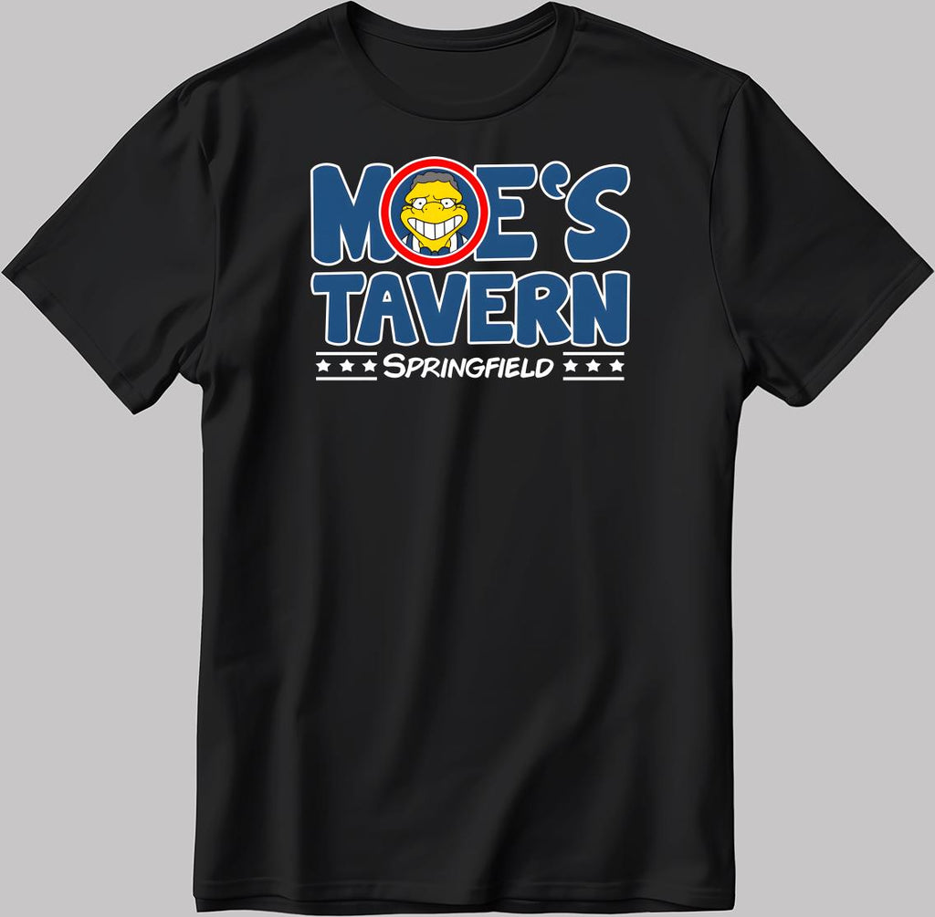 Moe's Tavern Springfield, The Simpsons Short Sleeve White-Black Men's / Women's T Shirt P330