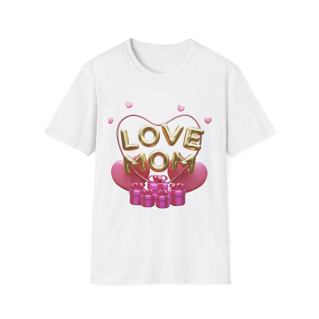 Love Mom Softstyle T-Shirt, Mother's Day Gift, Unisex Tee, Cute Gift for Mom, Family Reunion Apparel, Birthday Shirt,Mother's Day tshirt