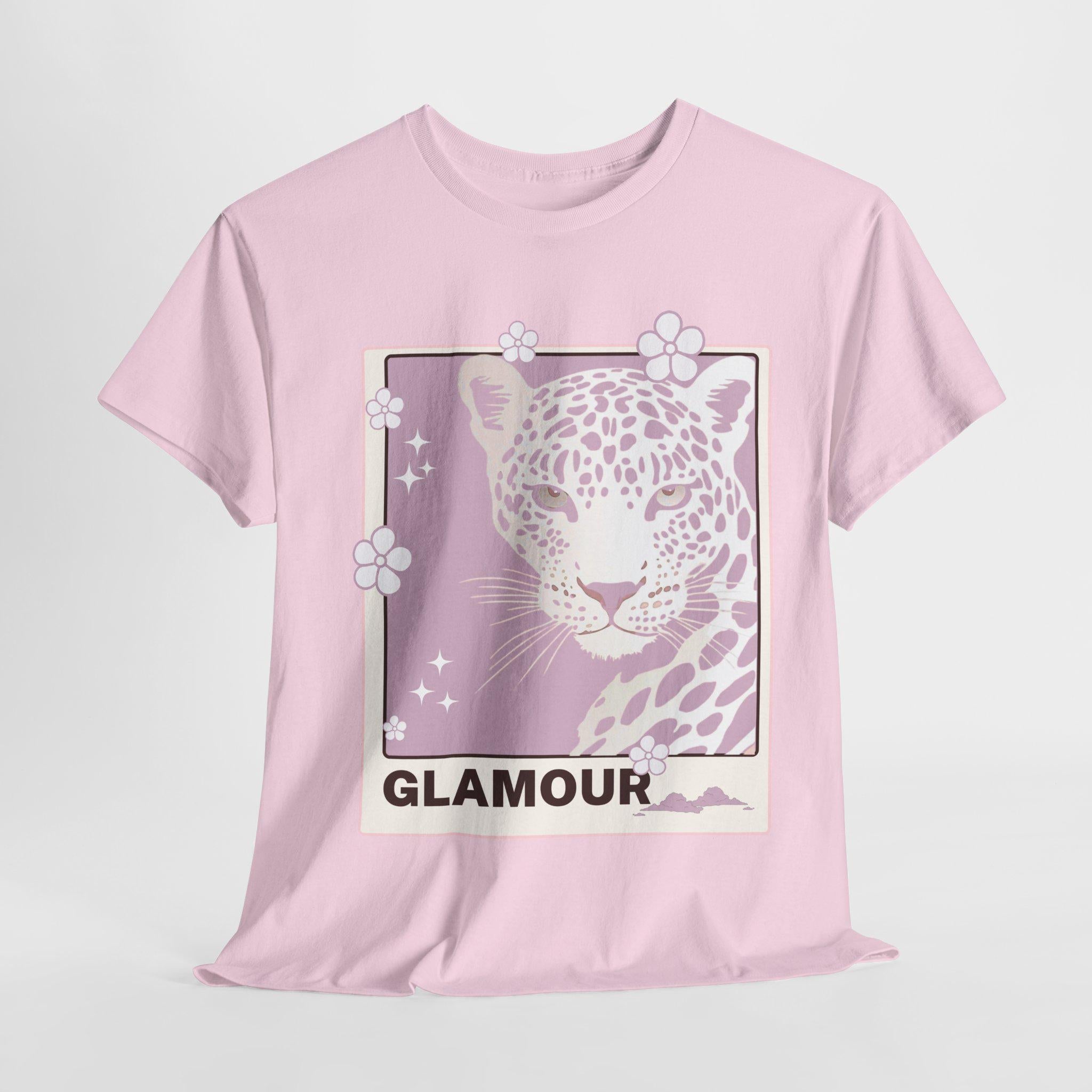 Glamour Leopard Unisex Heavy Cotton T-Shirt, Cute Tee, Fashion T-Shirt, Wild Animal Shirt
