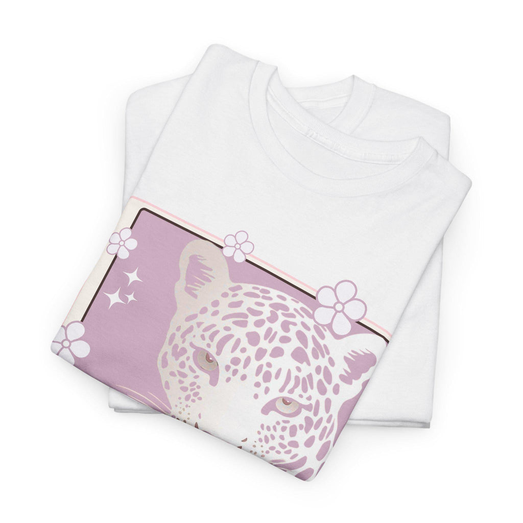Glamour Leopard Unisex Heavy Cotton T-Shirt, Cute Tee, Fashion T-Shirt, Wild Animal Shirt