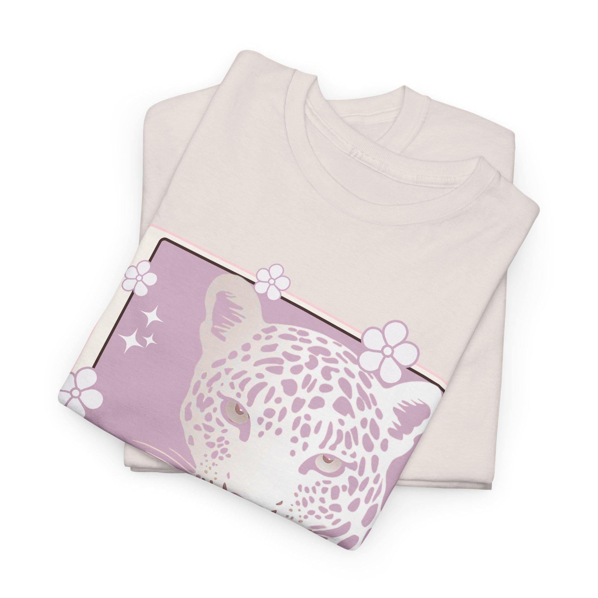 Glamour Leopard Unisex Heavy Cotton T-Shirt, Cute Tee, Fashion T-Shirt, Wild Animal Shirt