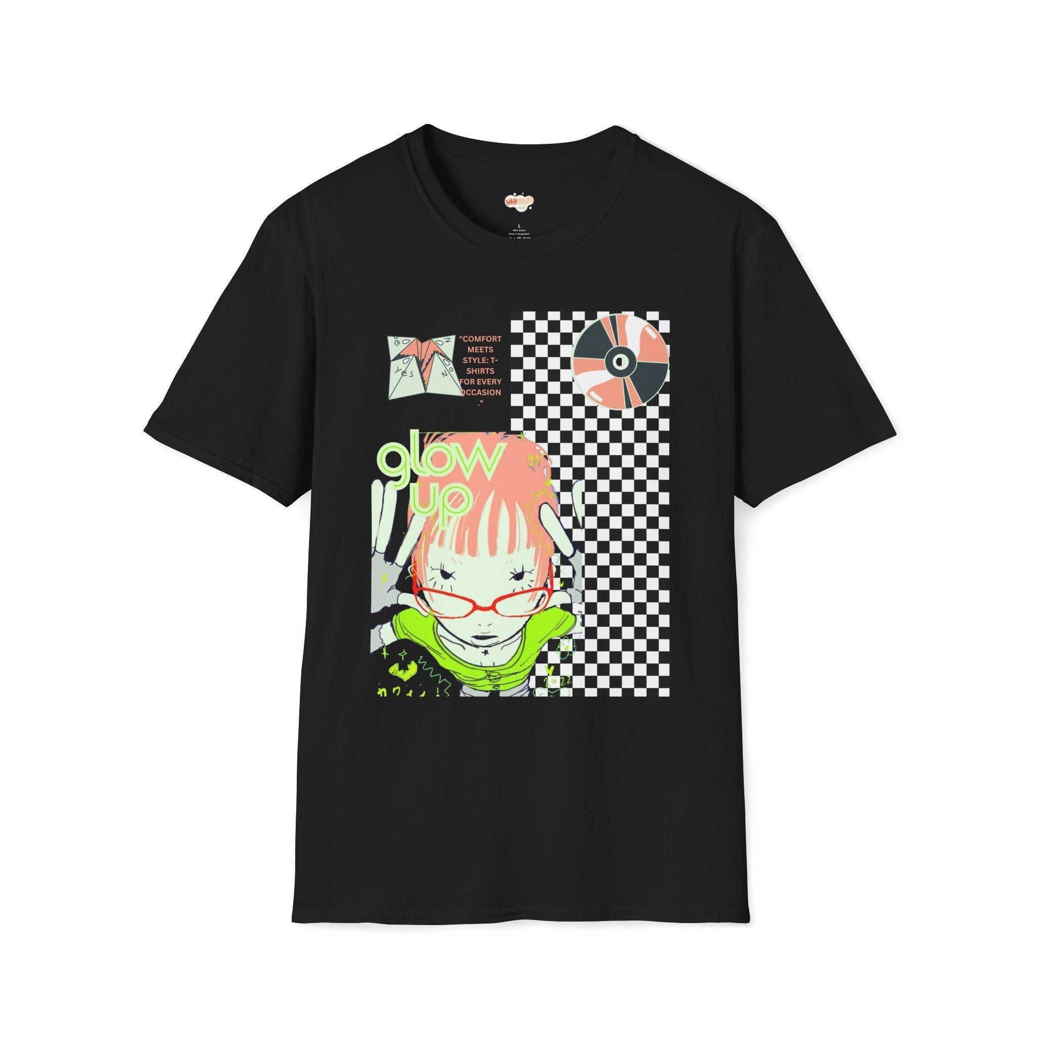 Glow Up Neon Girl Unisex Softstyle T-Shirt