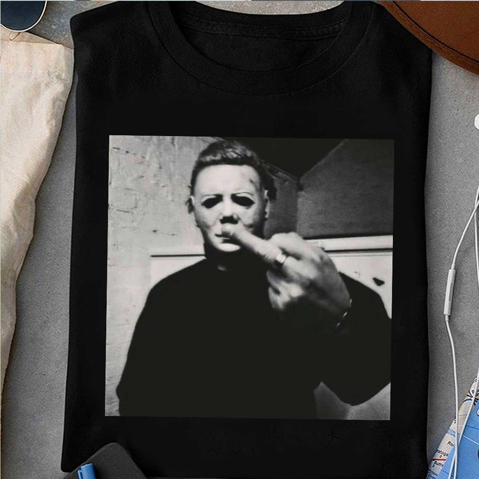 MICHEAL MYERS T-SHIRT, Michael Myers Halloween Middle Finger Horror Movie T-Shirt, Horror Movie Killers T-shirt, Horror Movie Tee