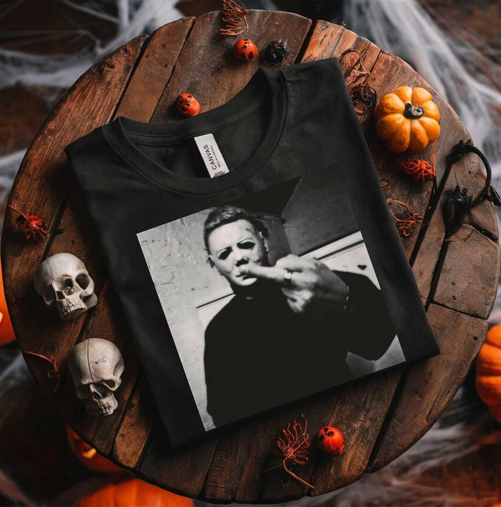MICHEAL MYERS T-SHIRT, Michael Myers Halloween Middle Finger Horror Movie T-Shirt, Horror Movie Killers T-shirt, Horror Movie Tee