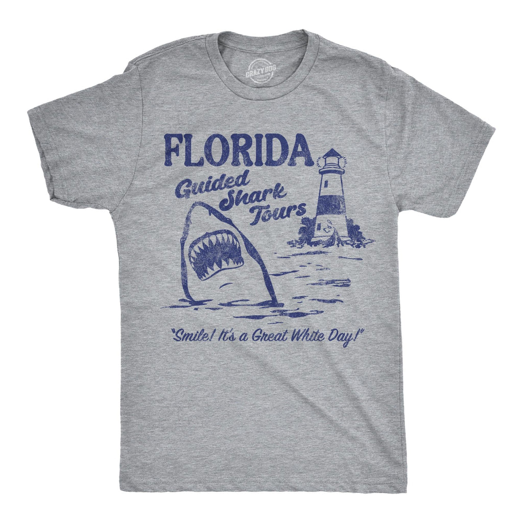 Florida Guided Shark Tours Shirt, Shark Tshirts, Great White Shark, Great White Day, Funny Mens T Shirt, Ocean Lovers, Cool Shirts for Guys