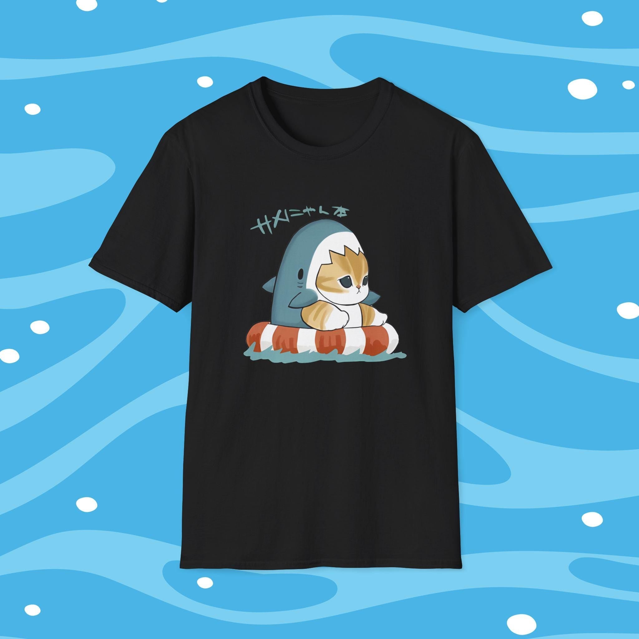 Kawaii Shark Mofusand T-Shirt | Cute Cat Graphic Tee | Aesthetic Unisex Streetwear | Soft Pastel Japanese Style Tee | Harajuku Gift Idea