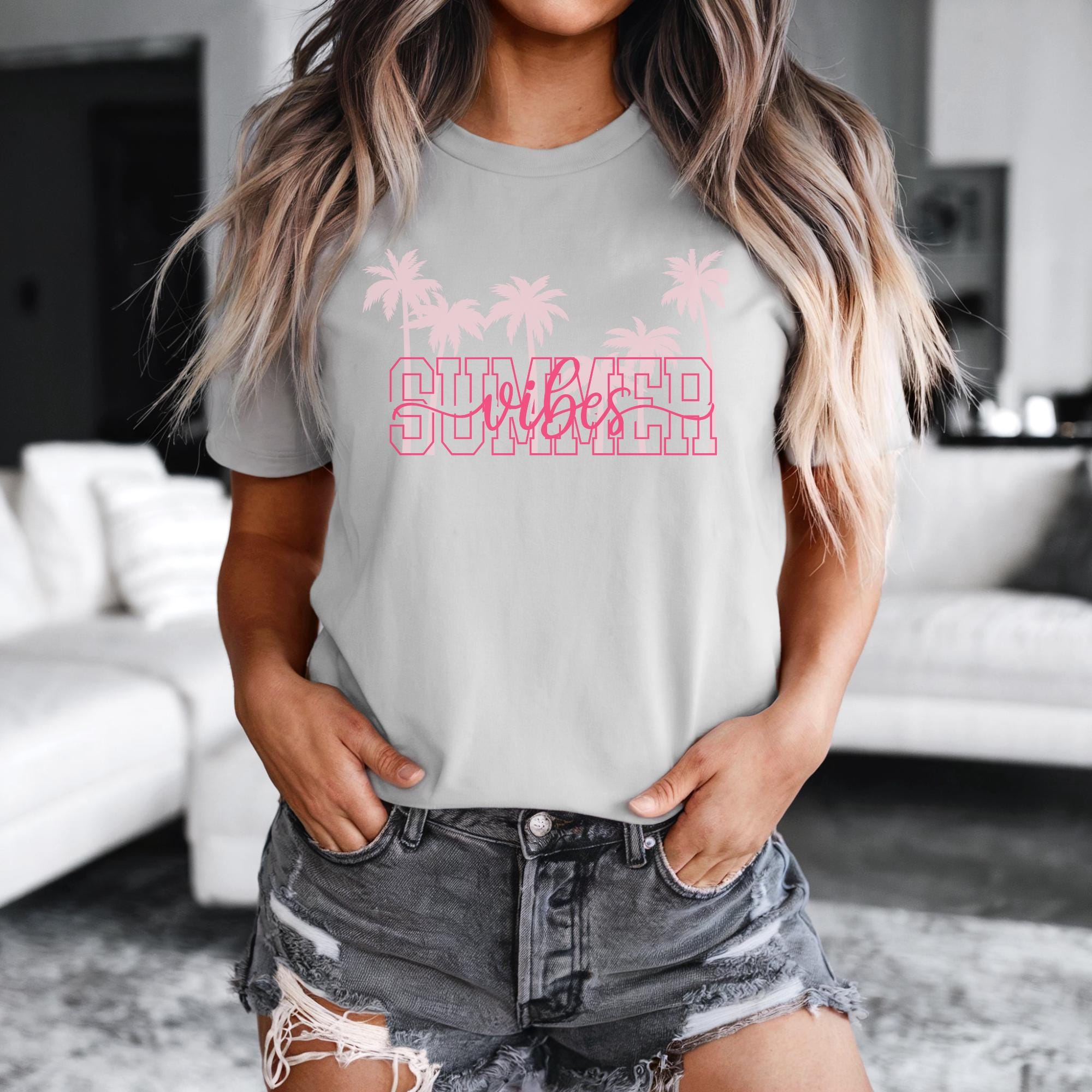 Summer Vibes Tshirt, Girls Beach Trip Tee, Beverly Hills Style Tee, Palm Tree Shirt, Tropical Vibe Tee, Beach Lover Gift, Summer Graphic Tee