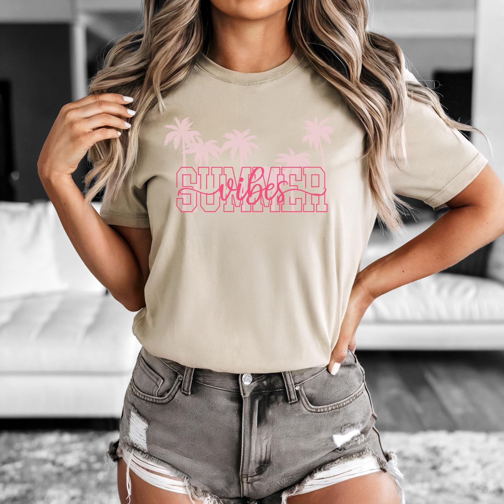 Summer Vibes Tshirt, Girls Beach Trip Tee, Beverly Hills Style Tee, Palm Tree Shirt, Tropical Vibe Tee, Beach Lover Gift, Summer Graphic Tee