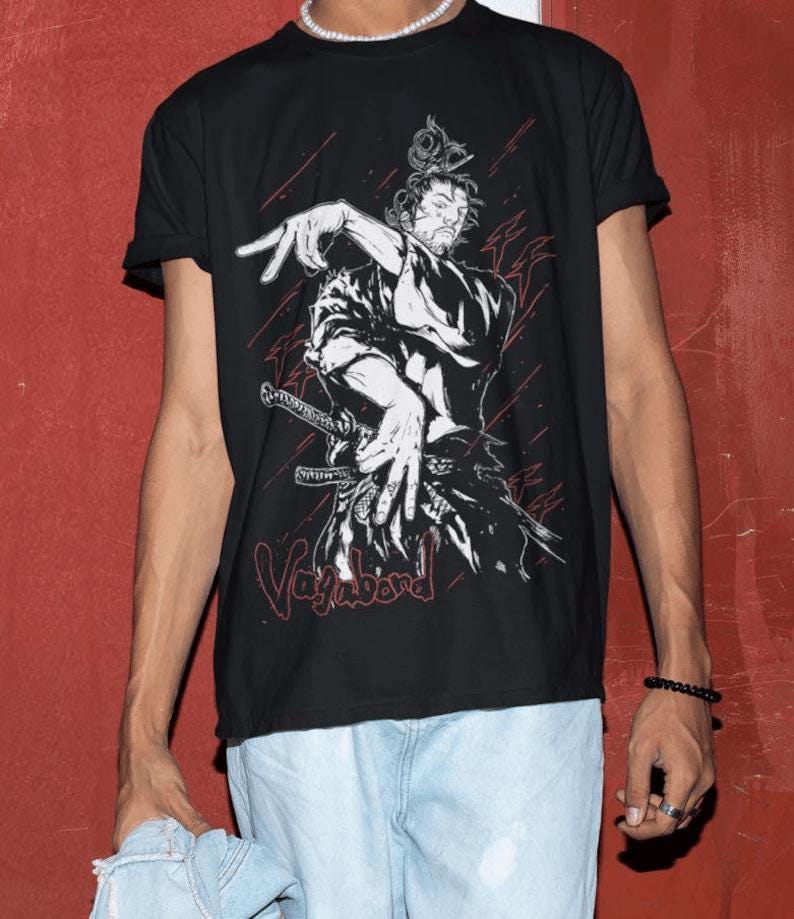 Vagabond T-shirt Musashi Miyamoto Matahachi Honiden Anime Manga Shirt All Size , Gift For Women and Man