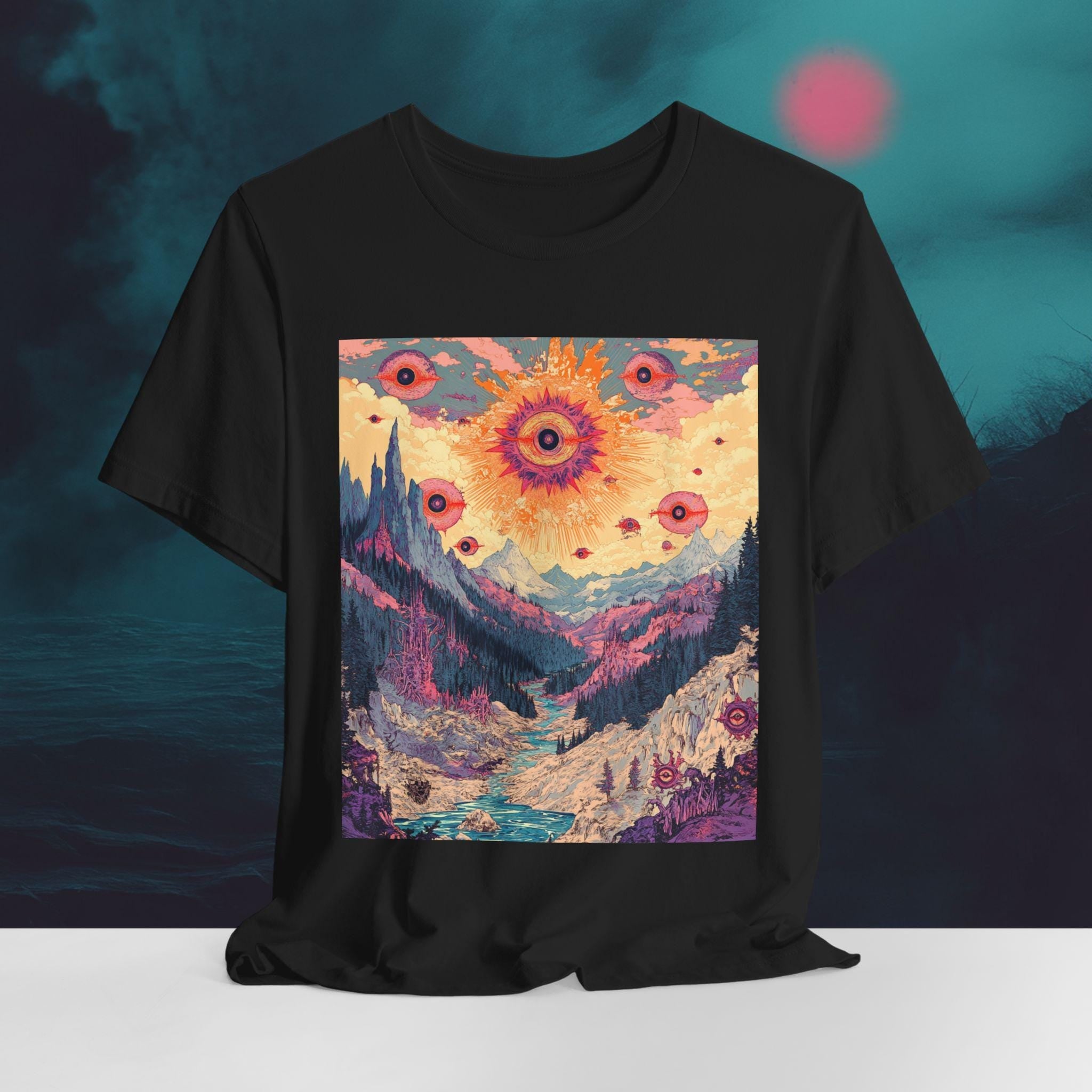 Cosmic Watchers Psychedelic T-Shirt | Trippy Apparel | Surreal Apparel | Eye Art Tee, Funky Vibe Clothing | Bella Canvas Shirt XS to 5XL