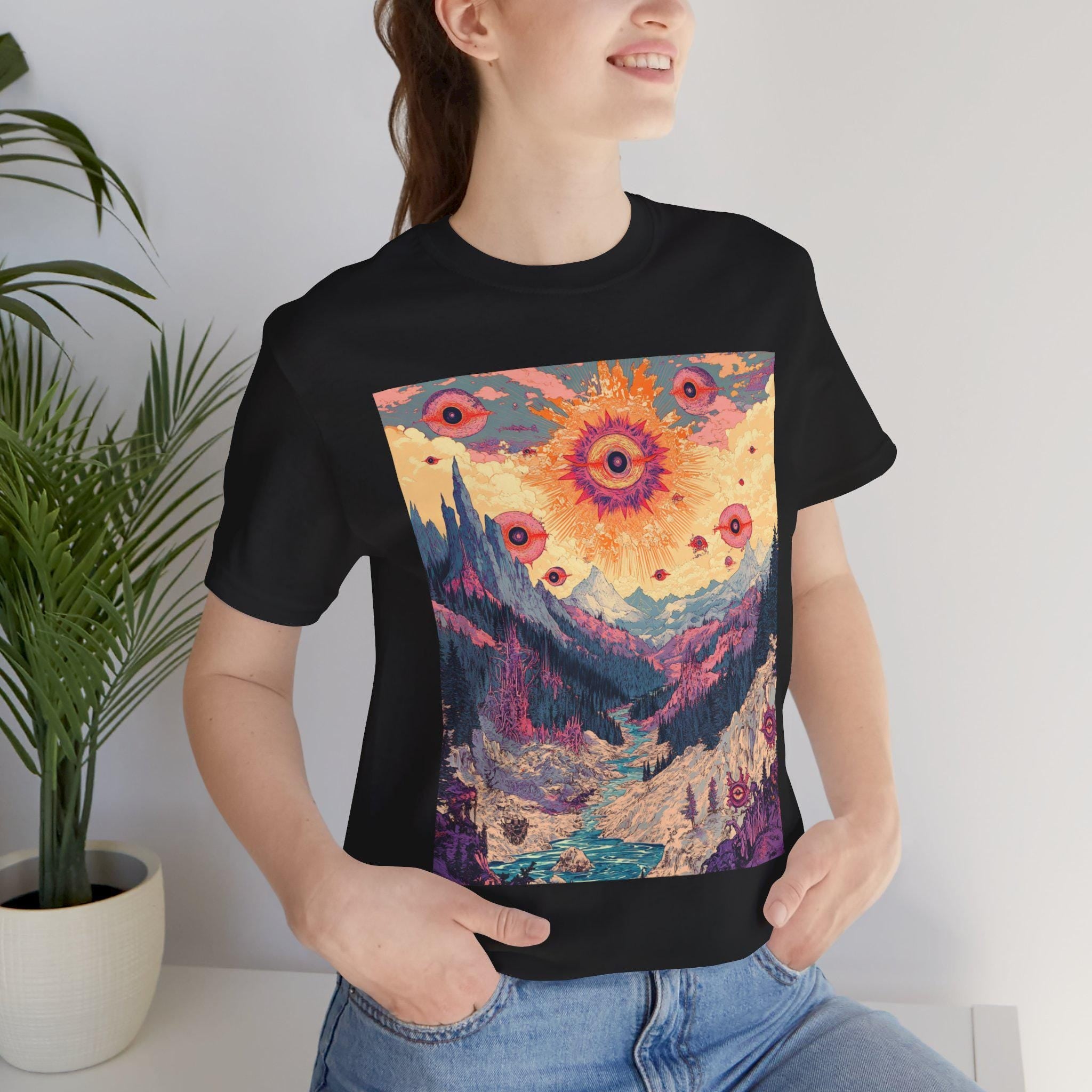 Cosmic Watchers Psychedelic T-Shirt | Trippy Apparel | Surreal Apparel | Eye Art Tee, Funky Vibe Clothing | Bella Canvas Shirt XS to 5XL