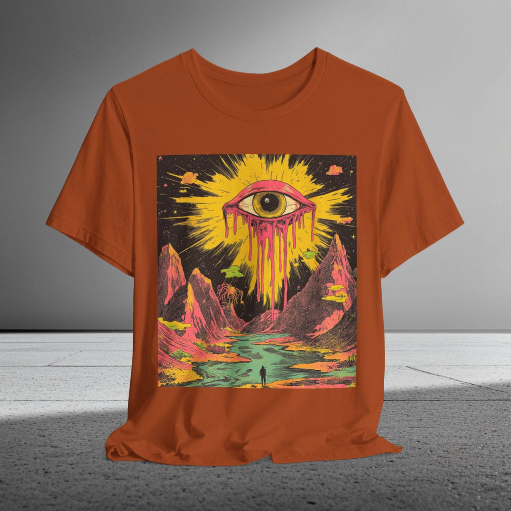 Melting Sun Eye T-Shirt | Psychedelic Apparel | Surreal Cosmic Drip Art, Trippy Vision Landscape | Bella Canvas Shirt XS to 5XL