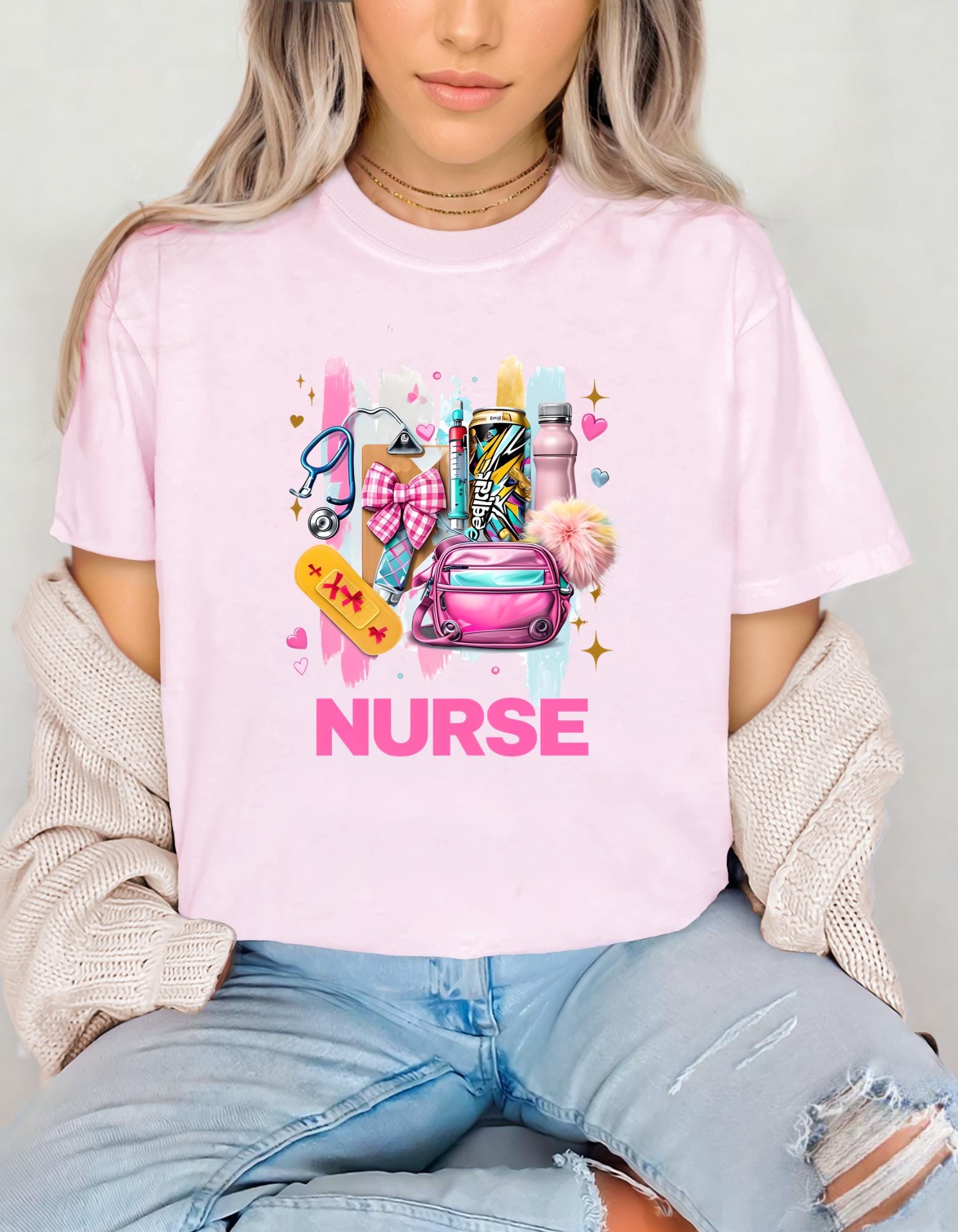 Coquette Pastel Brushstroke Nurse Appreciation shirt, Gift for Nurse, Medical Staff Thank You Tee, Soft  Jersey Shirt, Healthcare Worker