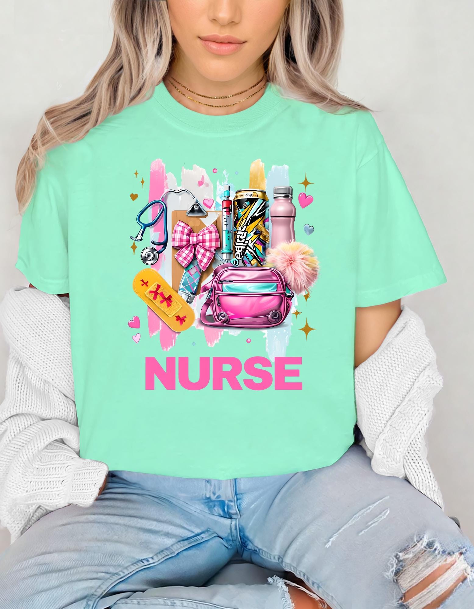Coquette Pastel Brushstroke Nurse Appreciation shirt, Gift for Nurse, Medical Staff Thank You Tee, Soft  Jersey Shirt, Healthcare Worker