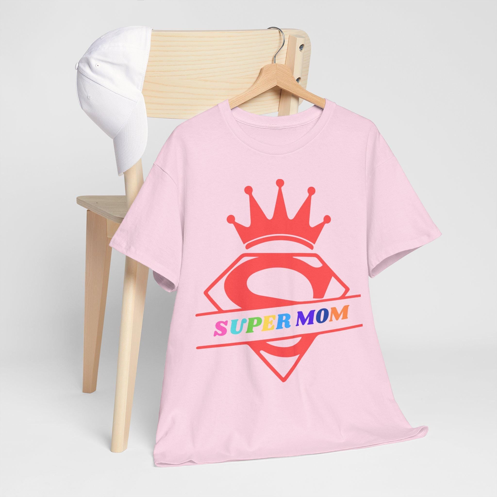 Super Mom Unisex Heavy Cotton Tee | Gift for Mother's Day, Birthday, Family Gathering, Casual Wear, Superhero Shirt