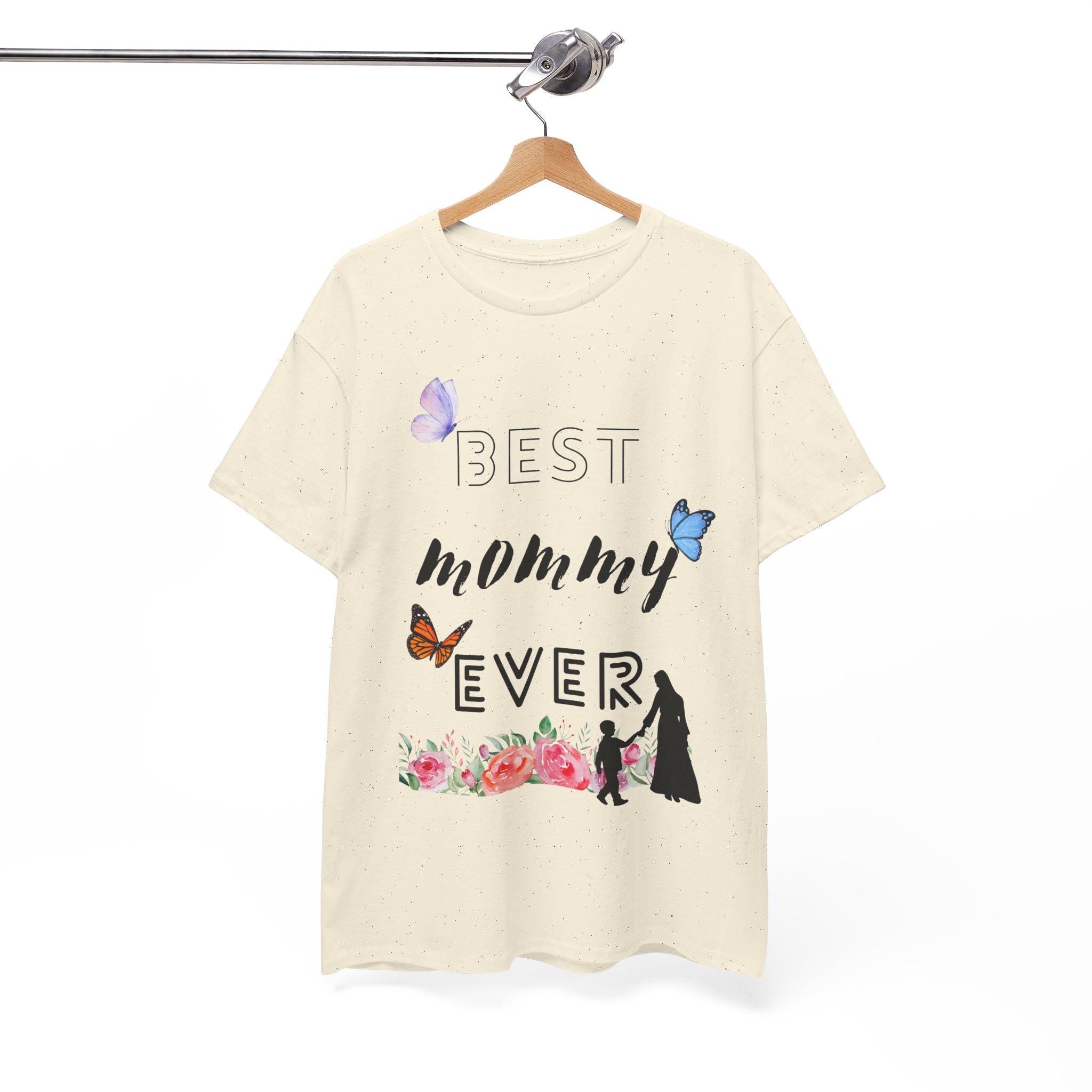 Best Mommy Ever Unisex Heavy Cotton Tee, Perfect Gift for Moms, Mother's Day Gift, Casual Wear, Butterfly Design