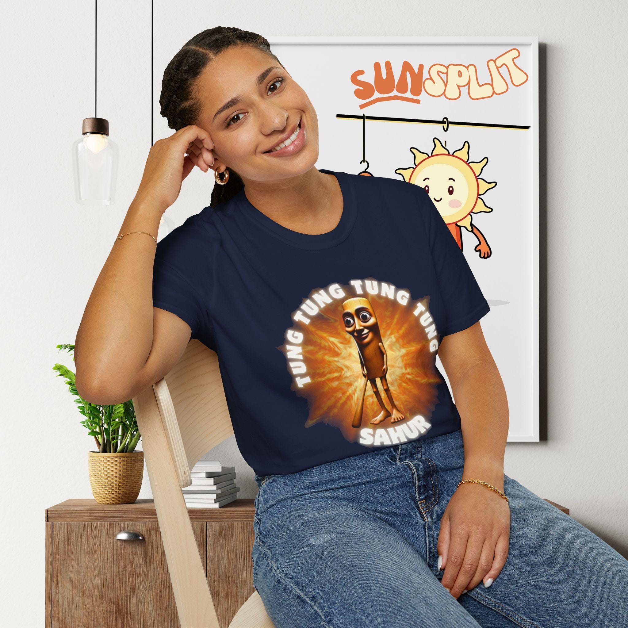 Tung Tung Tung Sahur T-Shirt, Meme, Italian Brainrot, Unisex, Funny, Casualwear