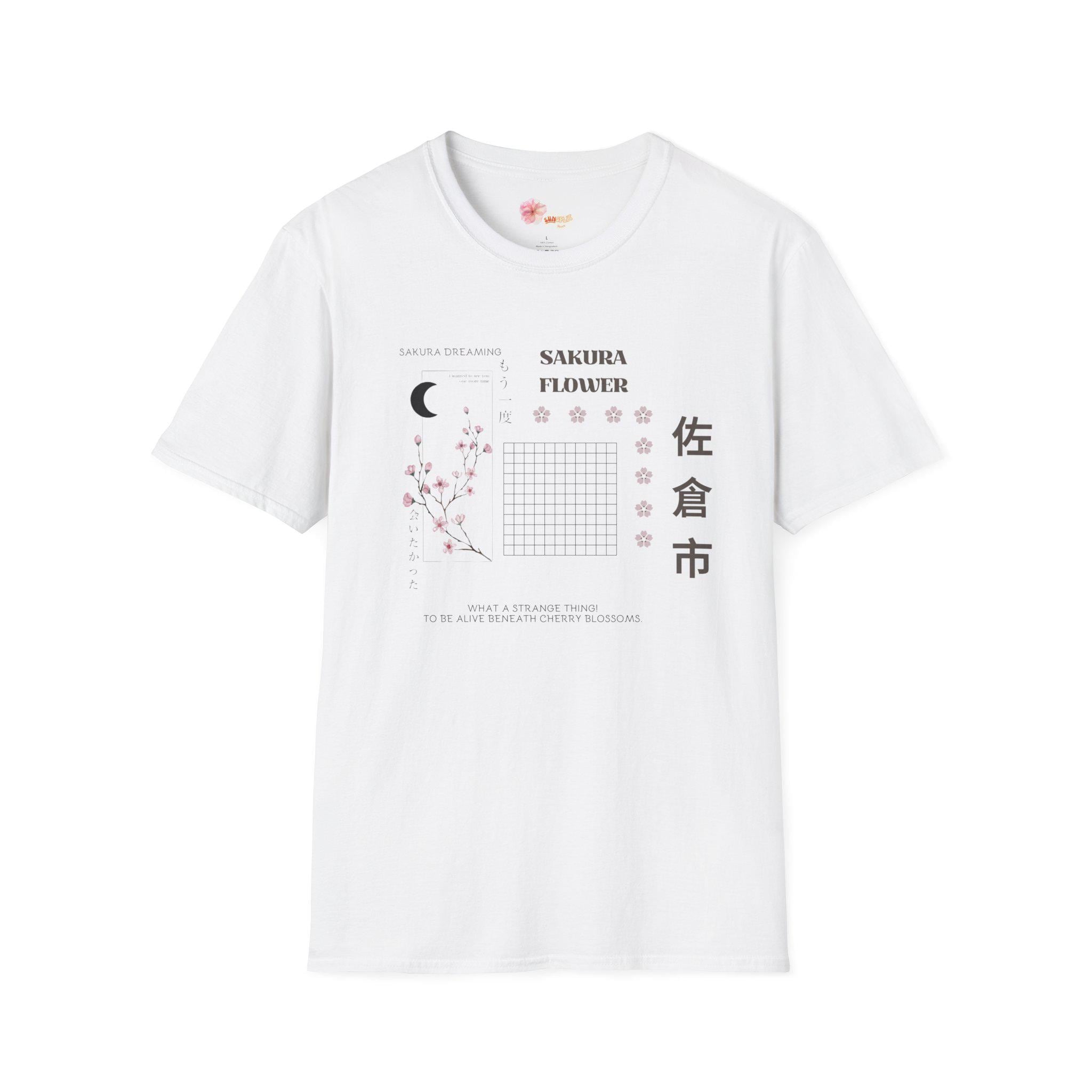 Sakura Flower Unisex T-Shirt, Softstyle Tee for Spring, Japanese Cherry Blossom Shirt, Gifts for Nature Lovers, Casual Wear