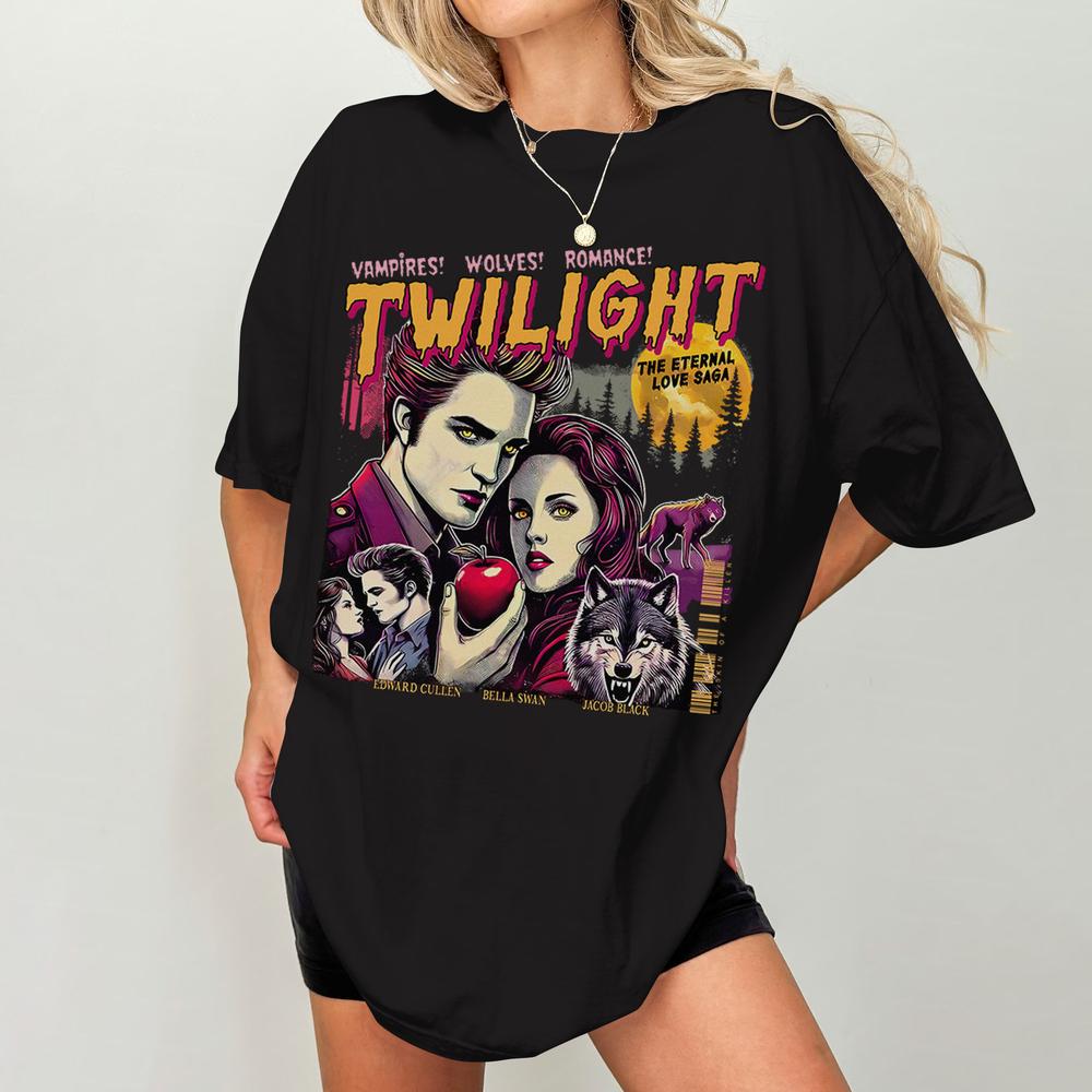 Retro Vintage Twilight Shirt, Twilight Fans Homage T-shirt, Gift For Book Lover Twilight Saga Comic Retro, Vampires Wolves Romance shirt