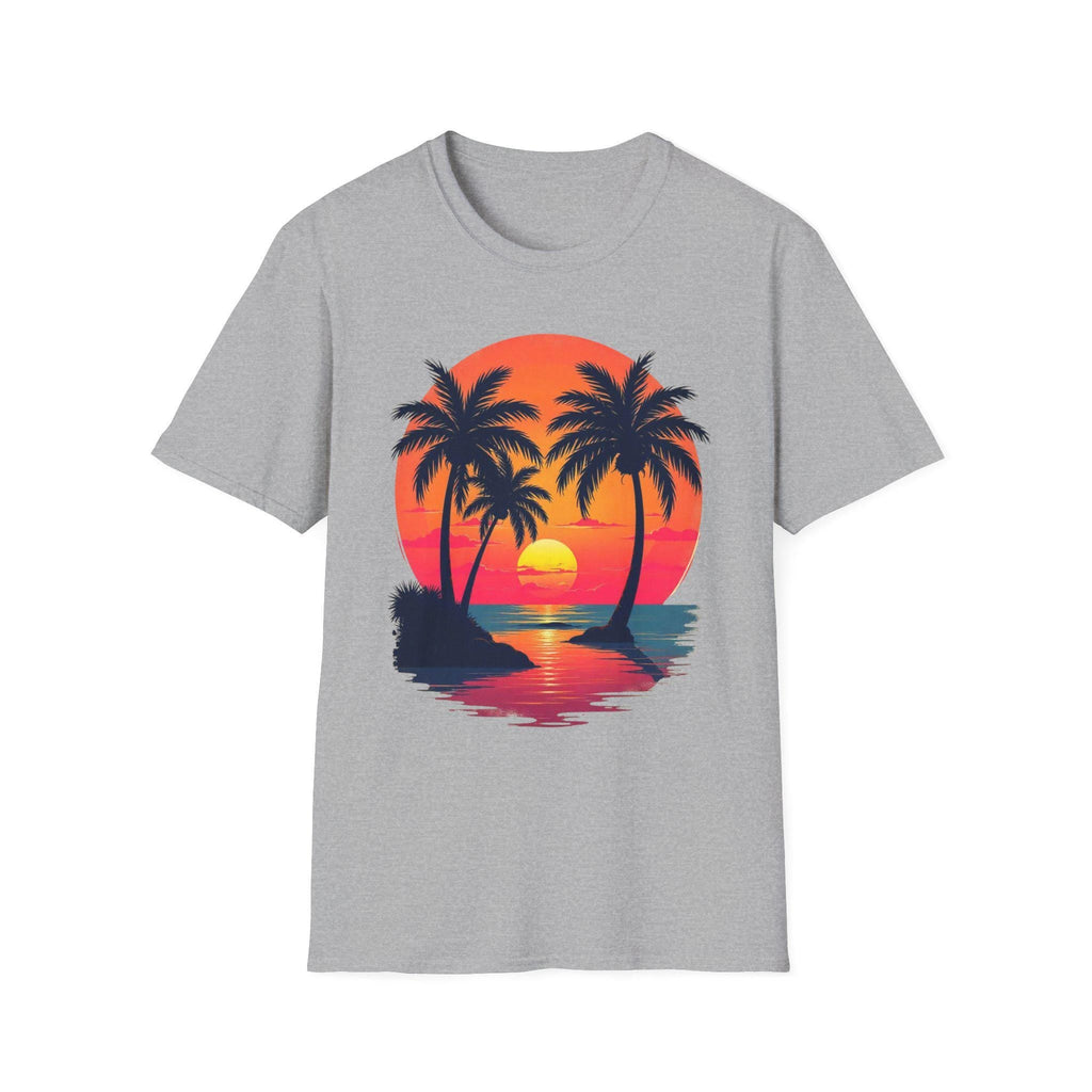 Tropical Sunset T-Shirt, Beach Lover Gift, Summery Vibes, Vacation Outfit, Unisex Tee for Travels