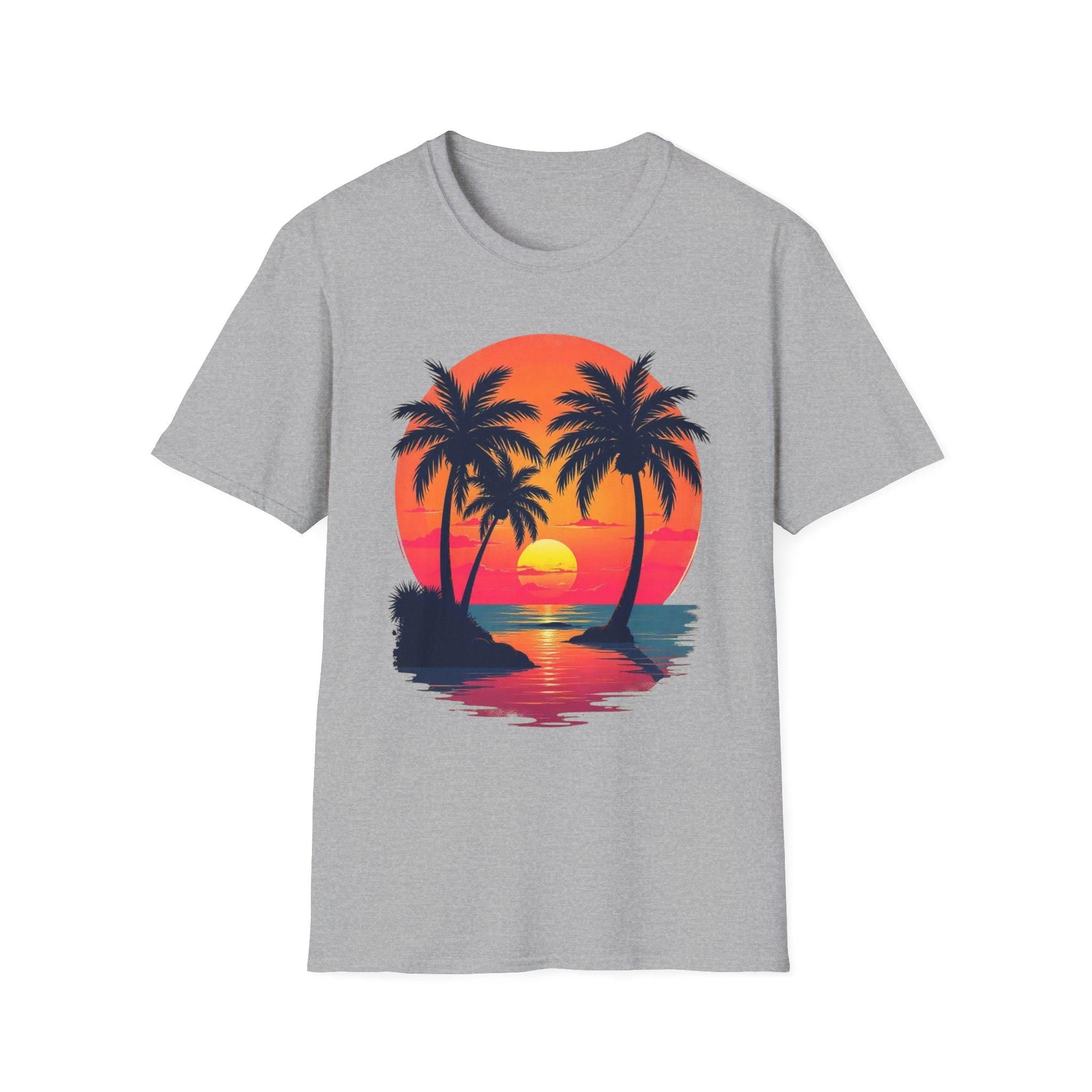 Tropical Sunset T-Shirt, Beach Lover Gift, Summery Vibes, Vacation Outfit, Unisex Tee for Travels