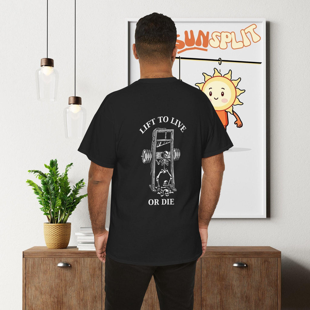 Lift to Live or Die Unisex Tshirt, Fitness Shirt, Gym Wear, Skull, Bodybuilding, Powerlifter Sportswear