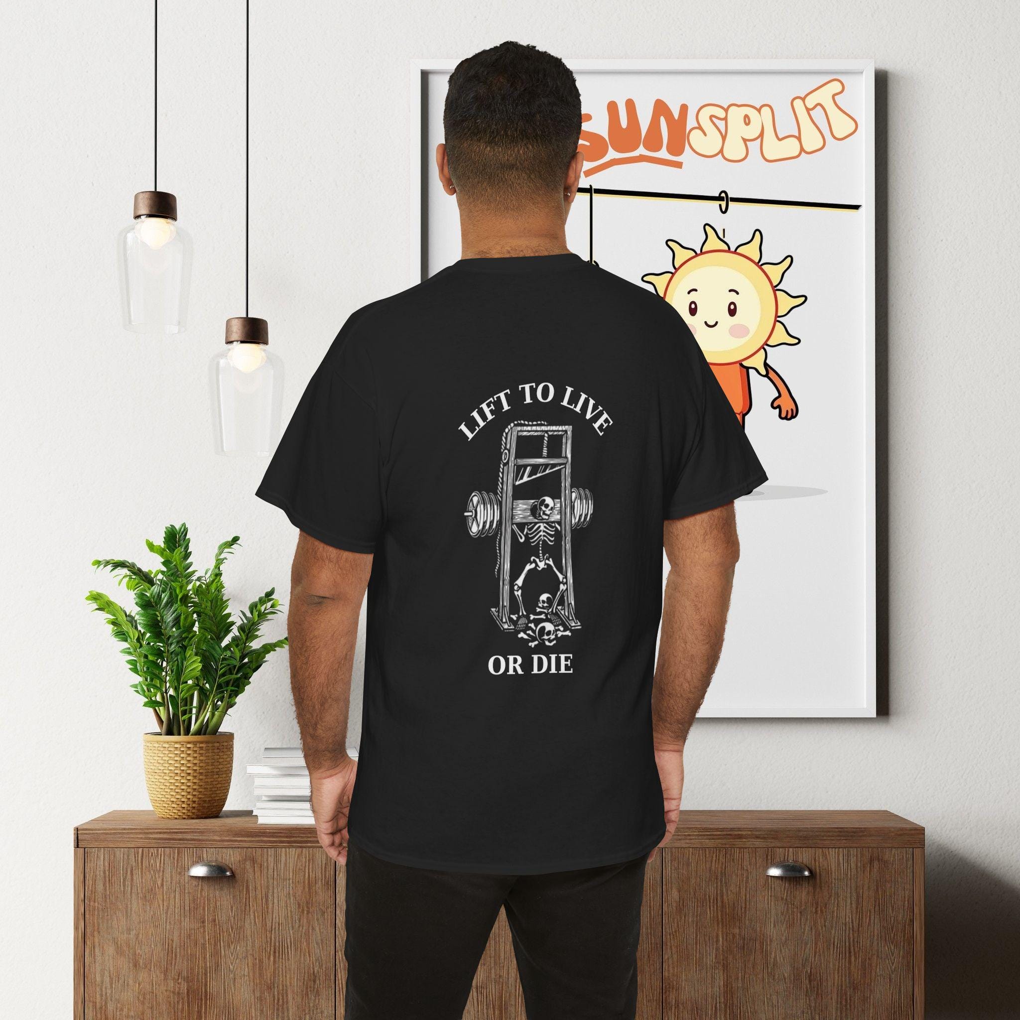 Lift to Live or Die Unisex Tshirt, Fitness Shirt, Gym Wear, Skull, Bodybuilding, Powerlifter Sportswear
