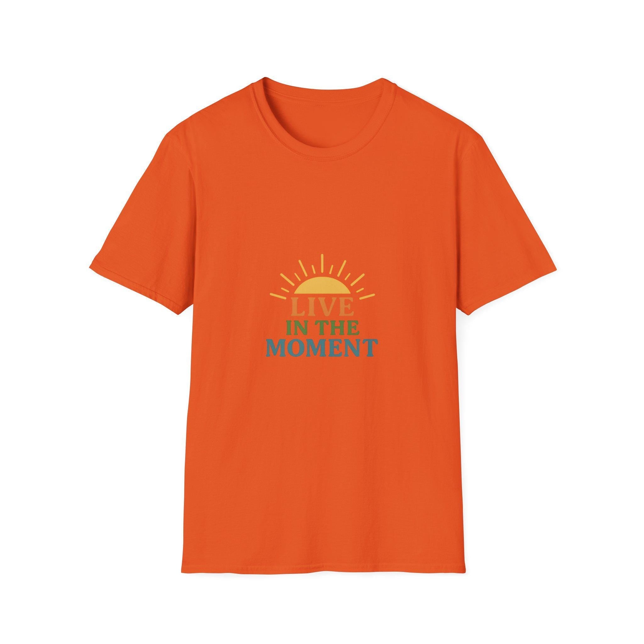 Live in the Moment T-Shirt, Unisex Softstyle Tee, Inspirational Quote Shirt, Casual Wear, Gift for Mindfulness Enthusiasts