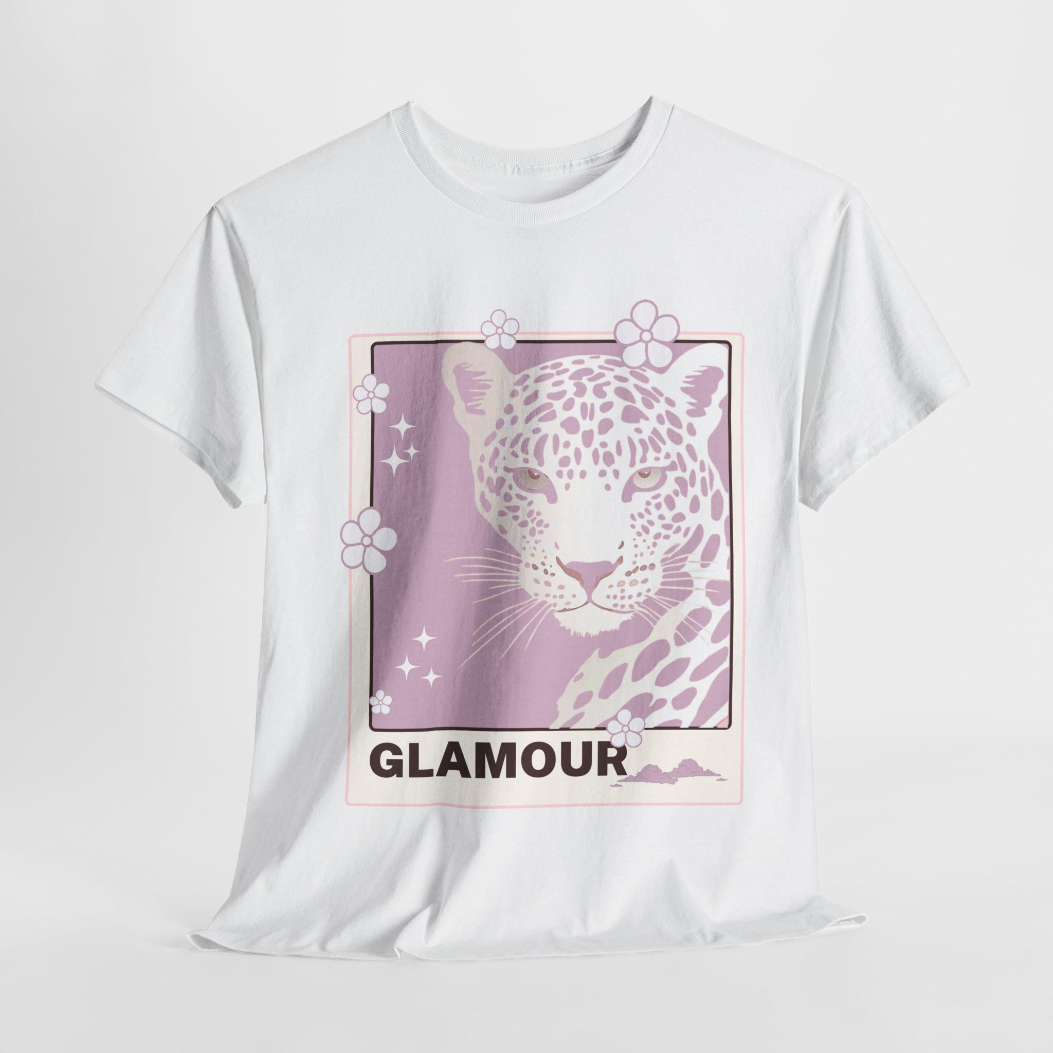 Glamour Leopard Unisex Heavy Cotton T-Shirt, Cute Tee, Fashion T-Shirt, Wild Animal Shirt