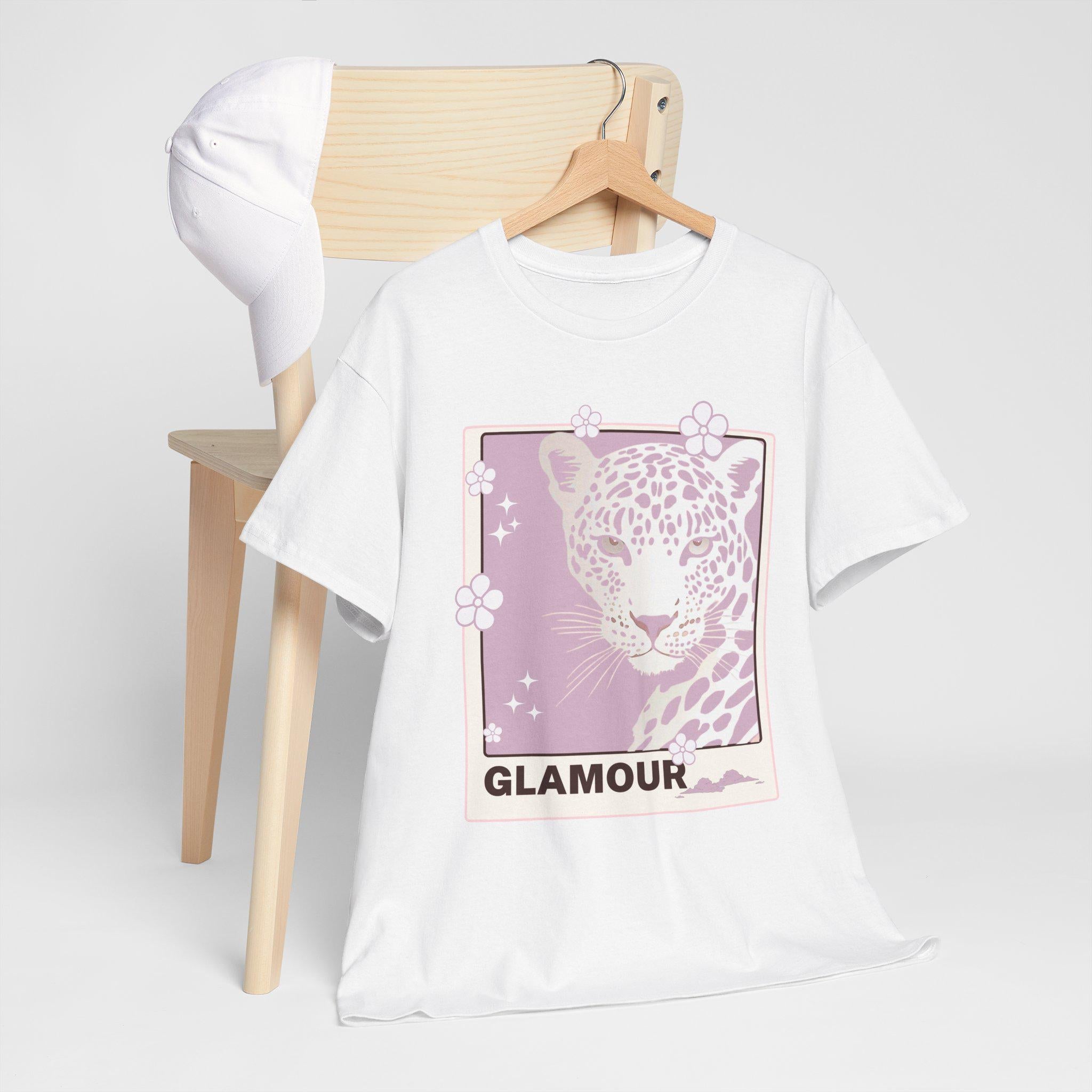 Glamour Leopard Unisex Heavy Cotton T-Shirt, Cute Tee, Fashion T-Shirt, Wild Animal Shirt
