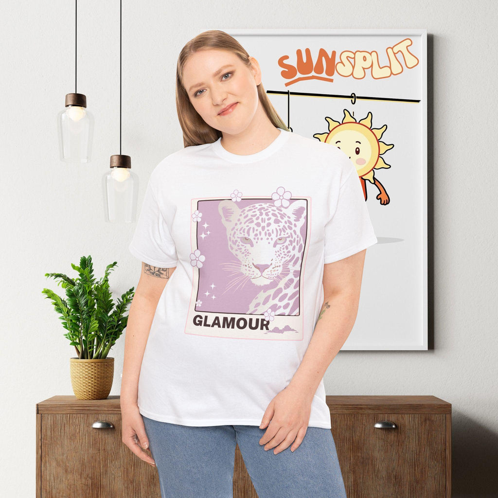 Glamour Leopard Unisex Heavy Cotton T-Shirt, Cute Tee, Fashion T-Shirt, Wild Animal Shirt