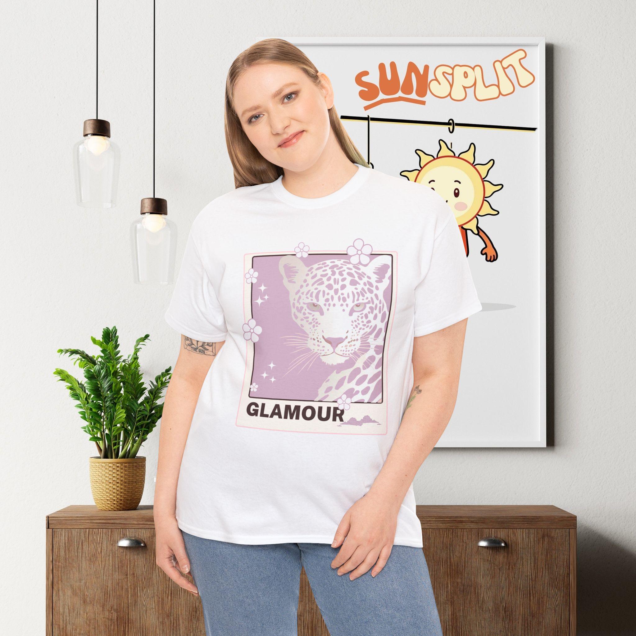 Glamour Leopard Unisex Heavy Cotton T-Shirt, Cute Tee, Fashion T-Shirt, Wild Animal Shirt