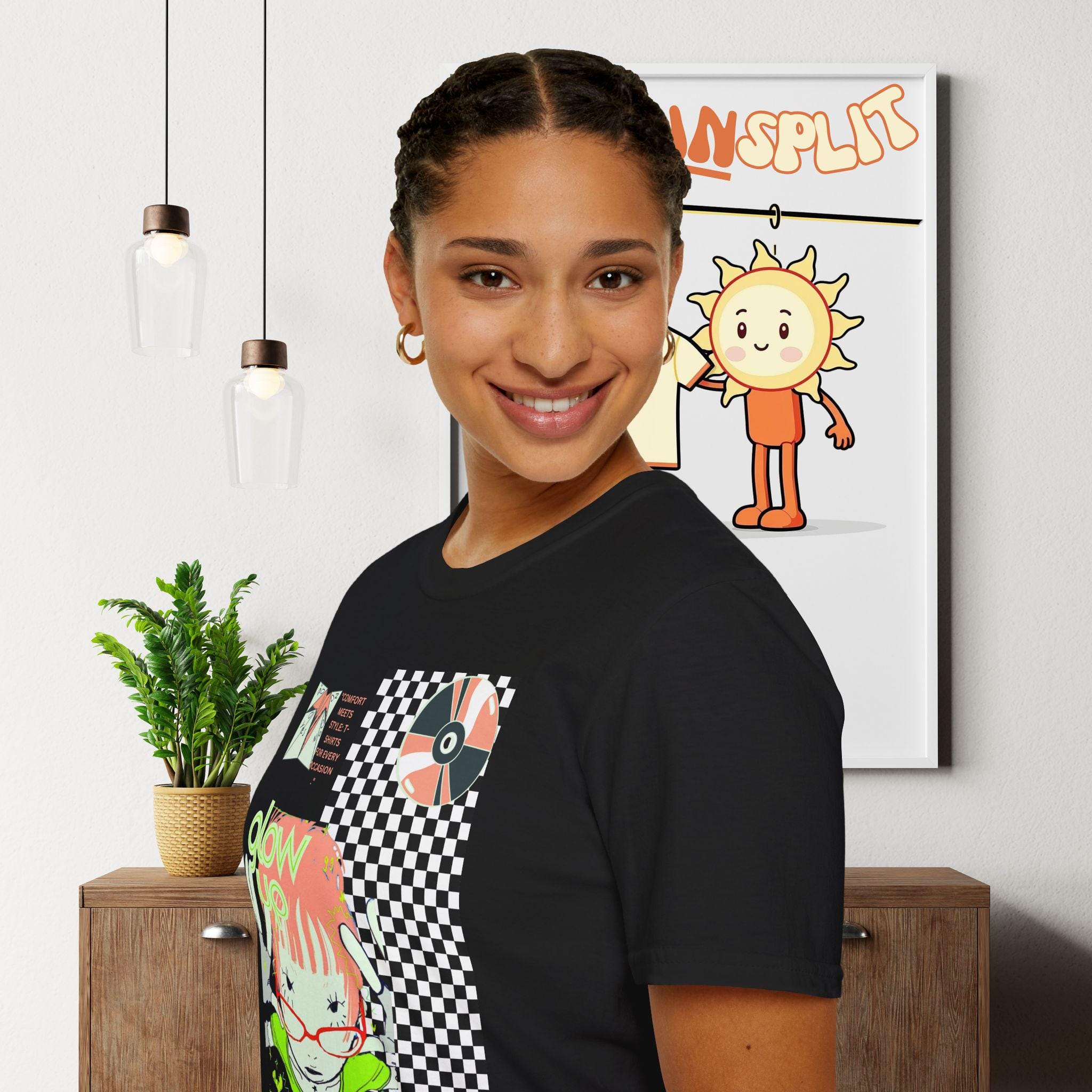 Glow Up Neon Girl Unisex Softstyle T-Shirt