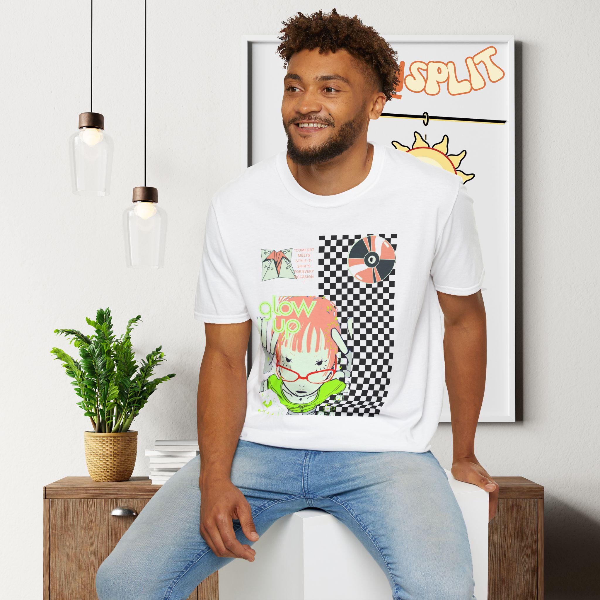 Glow Up Neon Girl Unisex Softstyle T-Shirt