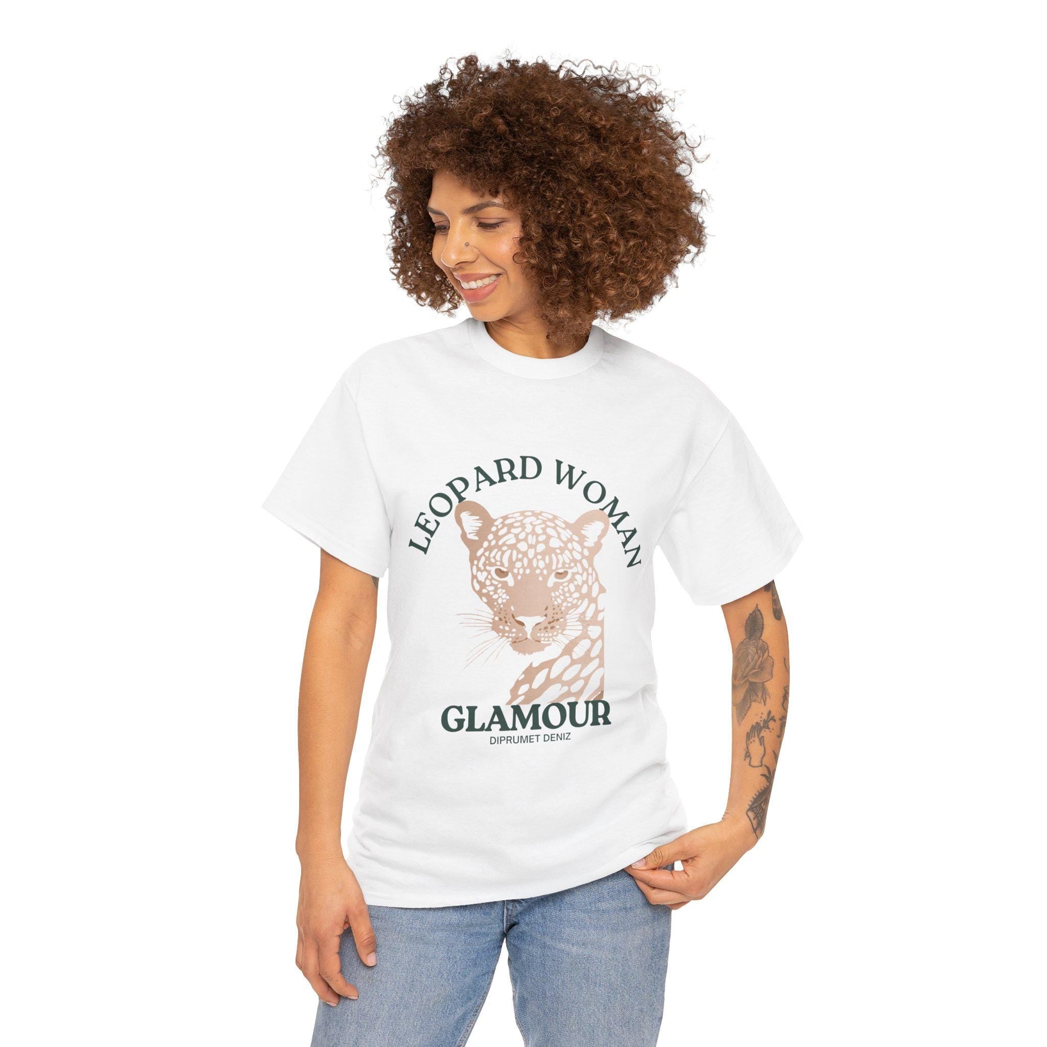 Leopard Woman Unisex Heavy Cotton T-Shirt,  Stylish Wildlife Shirt
