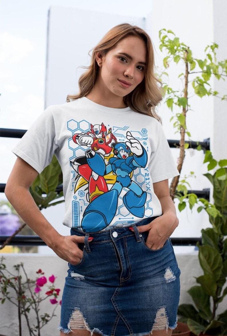 Unisex Mega Boy Rockman Cannon Premium Unisex T-shirt Mega Man Blue Bomber Gaming Shirt