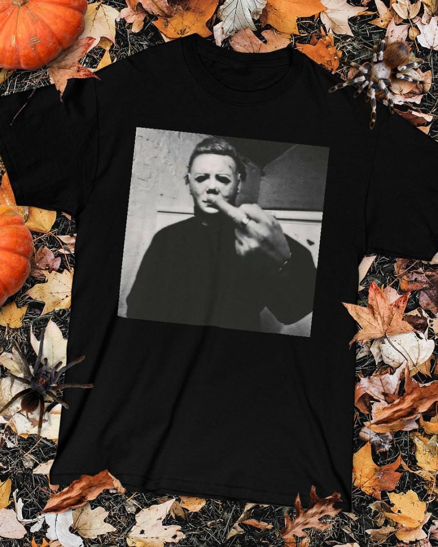 MICHEAL MYERS T-SHIRT, Michael Myers Halloween Middle Finger Horror Movie T-Shirt, Horror Movie Killers T-shirt, Horror Movie Tee