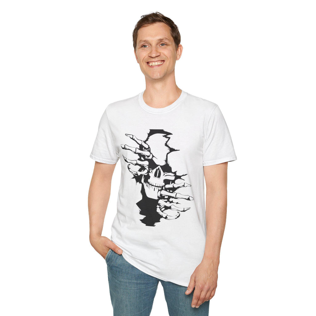 Unisex Softstyle T-Shirt skeleton picture t-shirt skull T-Shirt illustrated t-shirt skull art T-Shirt Skull Art Design front picture t-shirt