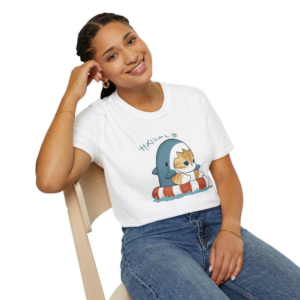 Kawaii Shark Mofusand T-Shirt | Cute Cat Graphic Tee | Aesthetic Unisex Streetwear | Soft Pastel Japanese Style Tee | Harajuku Gift Idea