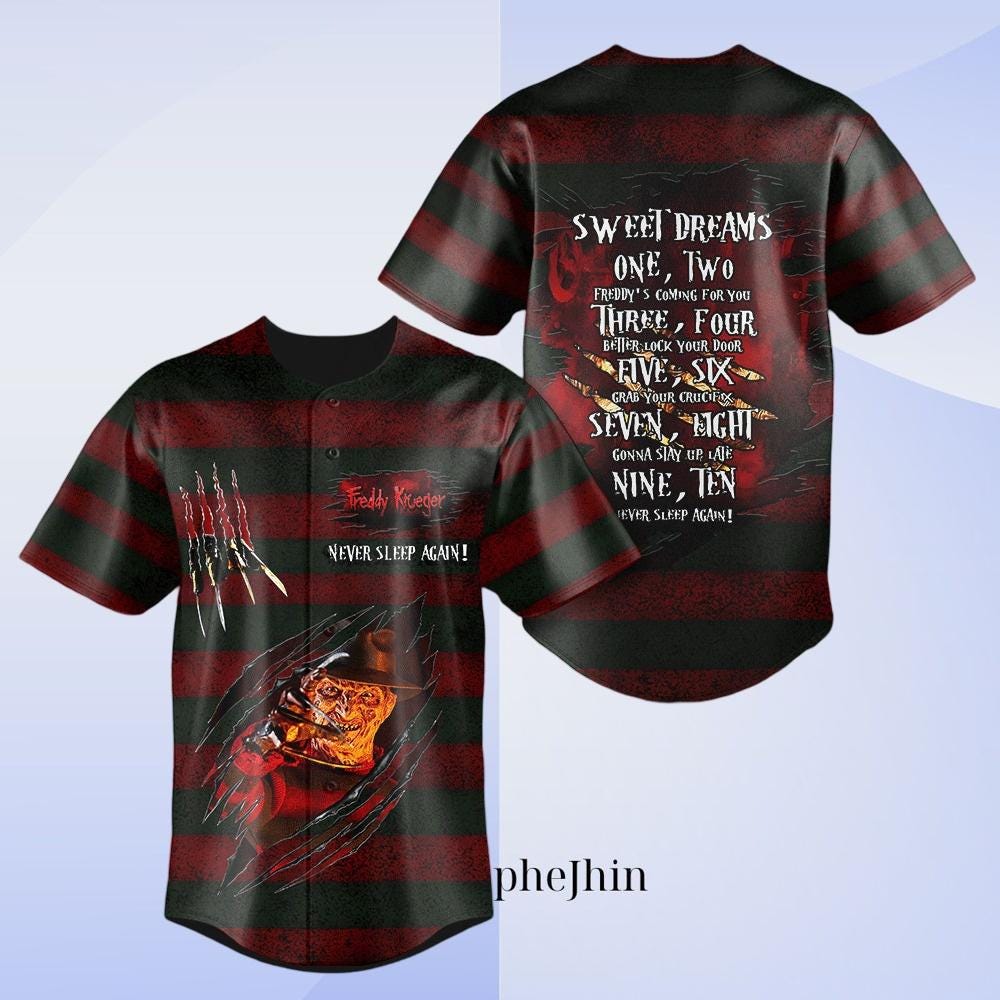 Freddy Krueger Baseball Jersey, Horror Movie Shirt, Nightmare on Elm Street Shirt, Halloween Costume Outfit, Baseball Gift For Daddy