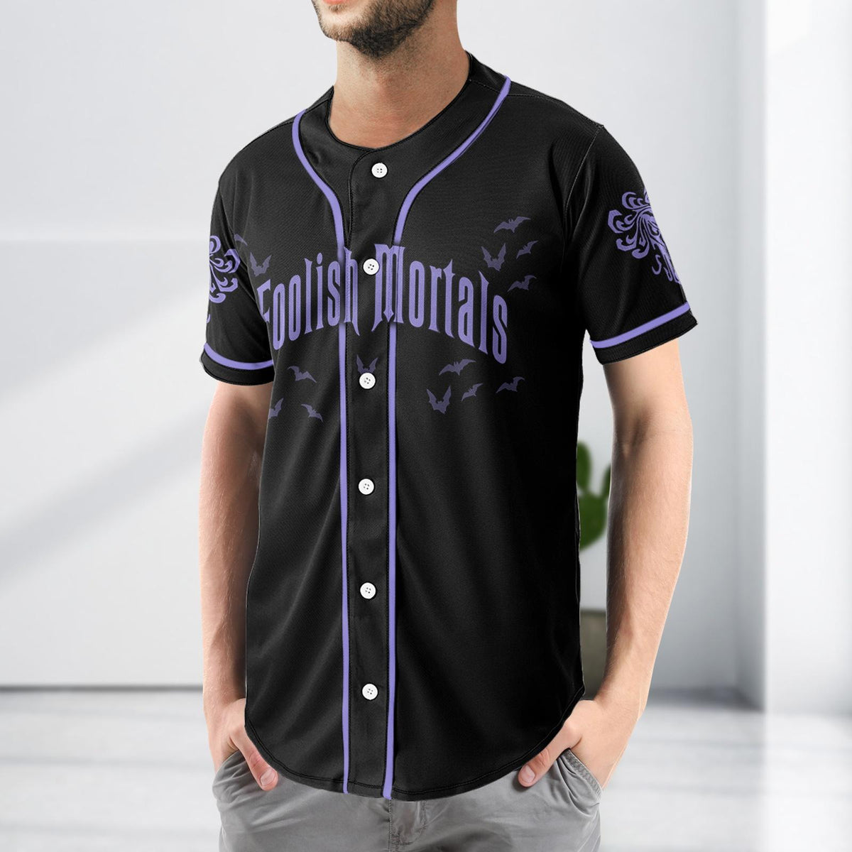 Haunted Mansion Baseball Jersey, Hitchhiking Ghosts Shirt, Foolish Mortals Jersey Shirt, Halloween Shirt