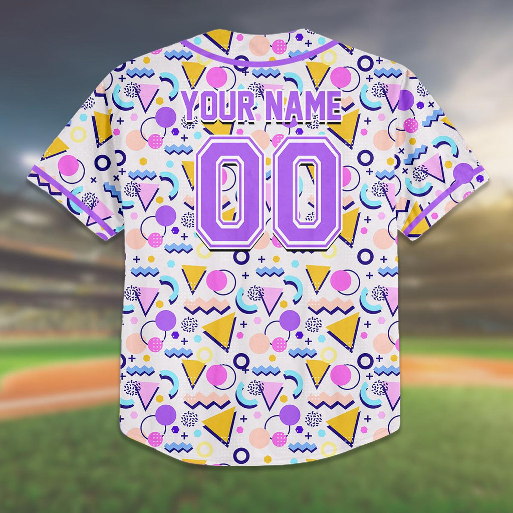Custom 90s Style Baseball Jersey for Kids & Adults, Personalized Team Name and Number, Retro Pattern Shirt, Family Matching Outfit, Birthday