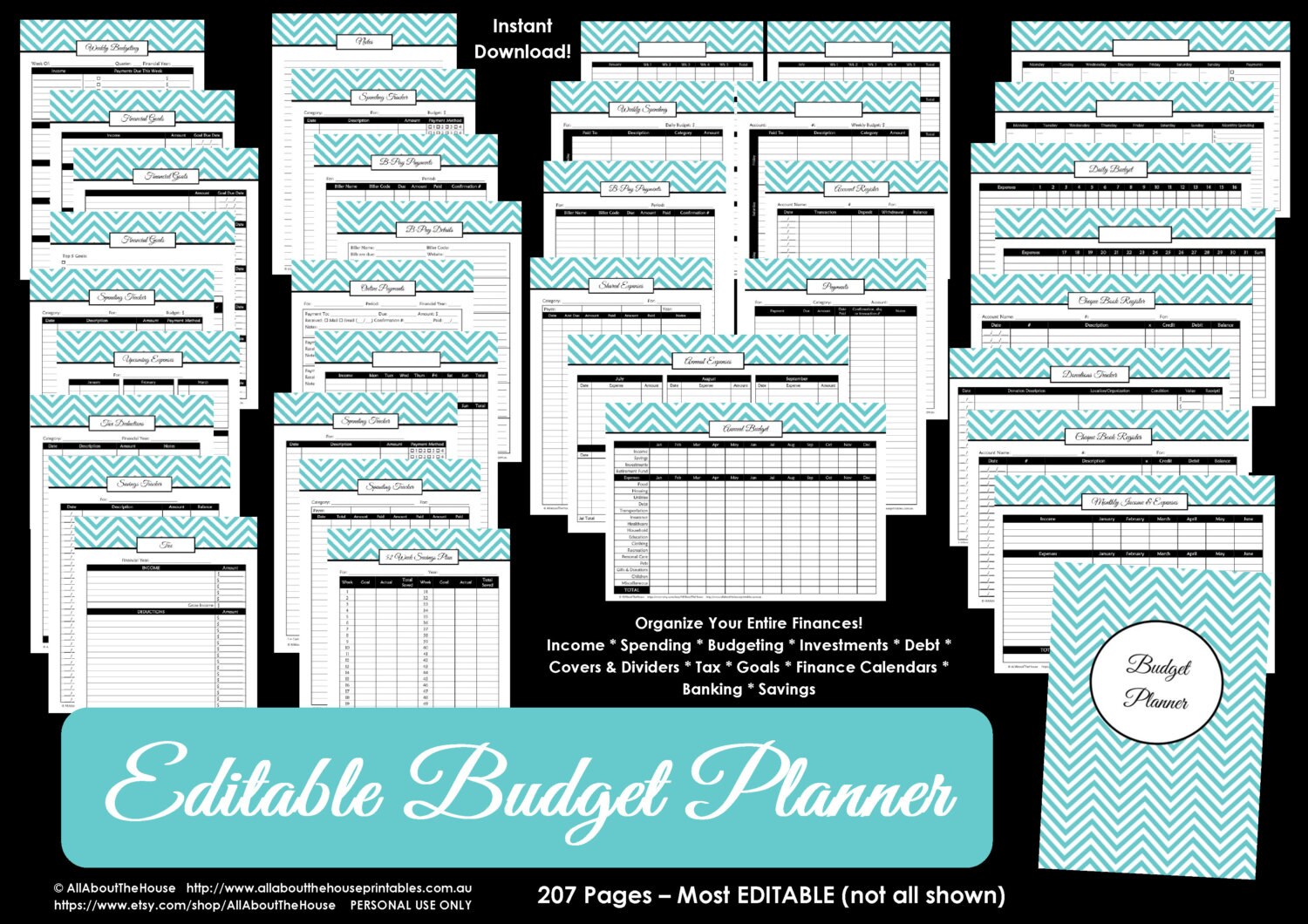 Household Binder Printables GET IT ALL Home Binder Cover Organisation Family Day Planner Pdf Printable Chevron Editable Diy 2025 2026 etc.