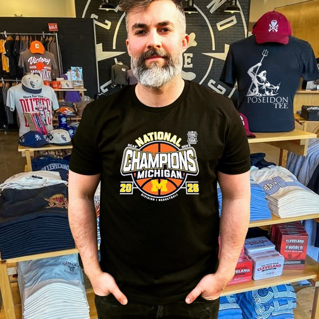 Michigan Wolverines Men’s Basketball National Champions Big Text W Ball T-shirt