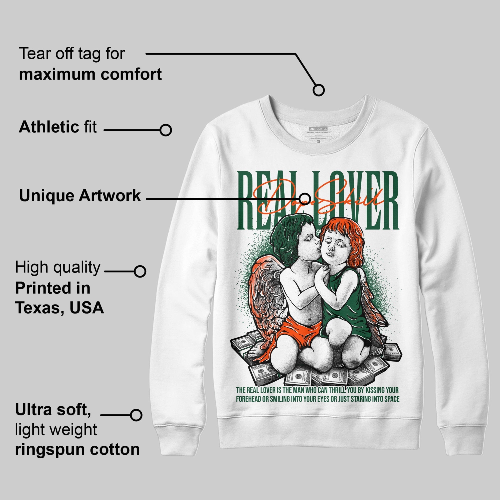 Dunk Low Team Dark Green Orange DopeSkill Sweatshirt Real Lover Graphic