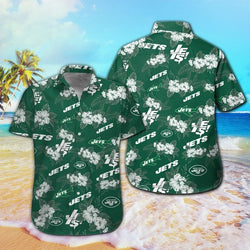New York Jets Short Sleeve Button Up Tropical Hawaiian Shirt VER08